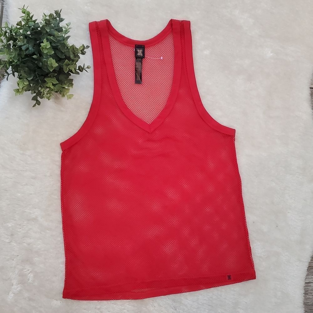 Savage X Fenty Red Nothin' But Net Sleeveless Tank Top, Size Medium